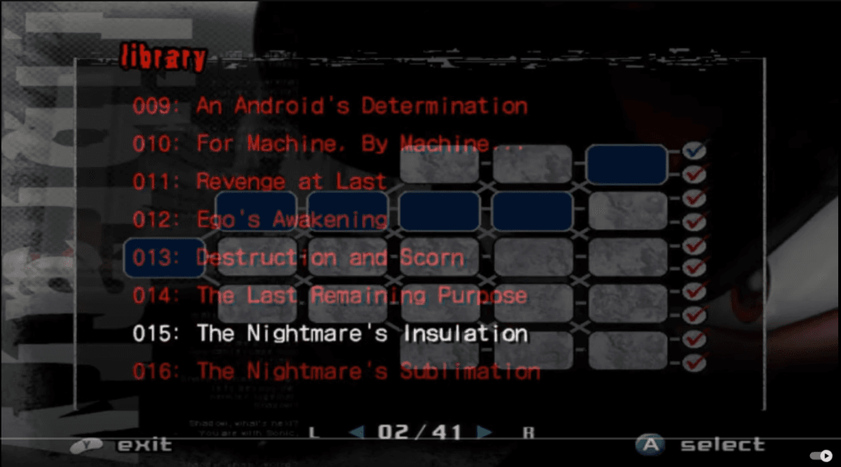 A screenshot of a youtube video showing the library sequences in Shadow the Hedgehog