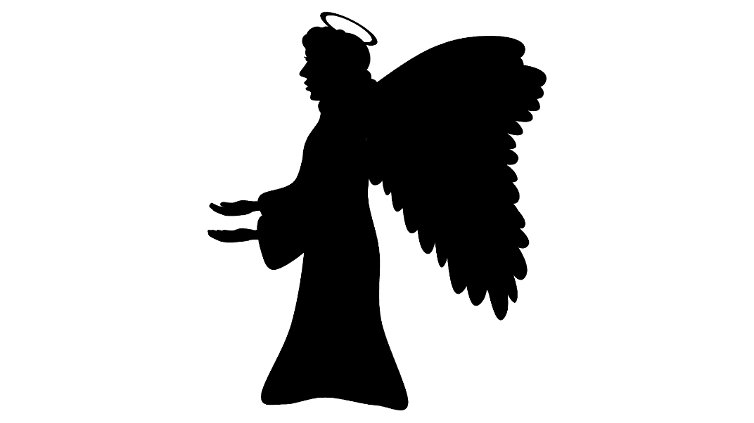 A black silhoutte of an angel