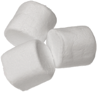 3 white puffy cylinders