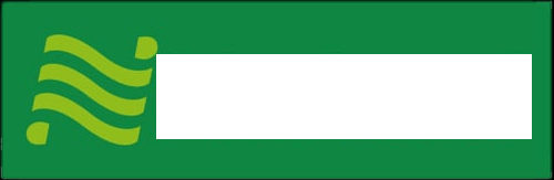 A green rectangle, with a stylized light green capital N on the left and a whited-out region in the center.