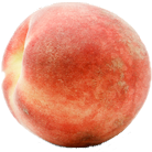 a round fruit with mottled pink skin with yellow undertones