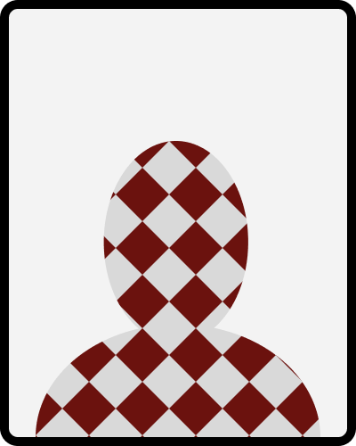 A silhouette of a person's head and shoulders, colored gray with red diamonds